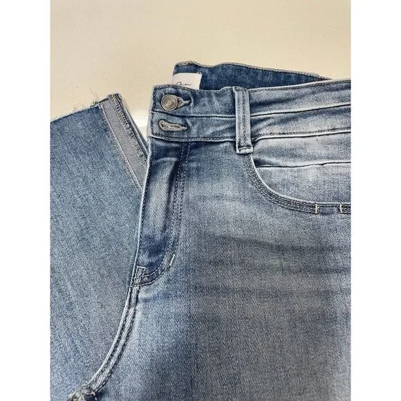 Kancan Selena Light Wash Mid Rise Flare Jeans with Raw Hem size 9/28 - Picture 6 of 13